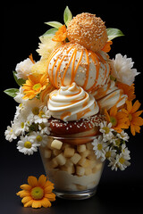 Aufkleber - cone full of banana kernels, apples and cinnamon,  