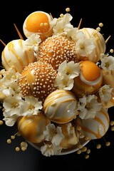 Aufkleber - cone full of banana kernels, apples and cinnamon,  