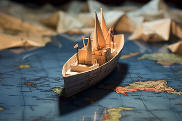 Aufkleber - two ship paper boats on the open book, 
