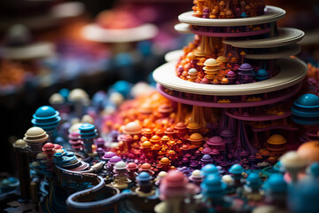 Aufkleber - An image featuring a 3D printer crafting a functional mechanical part, with the vibrant colors of filament spools in the background, 