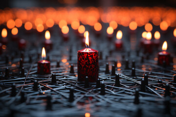 Poster - an arranged candlestick made of black matches, 