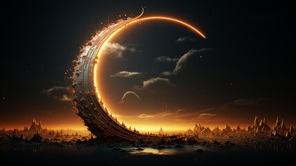 Wall Mural - Bright crescent moon.