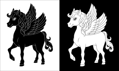 Wall Mural - Pegasus Wings Horse Cartoon Animal Illustration