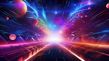 Wall Mural - A digital art representation of a vibrant hyper space scene