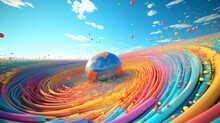 A 3D Rendering Of A Colorful Hyper Zoomed World