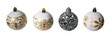 Silver and white Ornamental Christmas balls, isolated on white or transparent background.