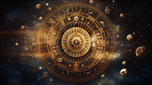 Space Backdrop With A Zodiac Wheel