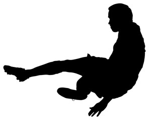 Poster - Digital png silhouette of man sitting on ground on transparent background