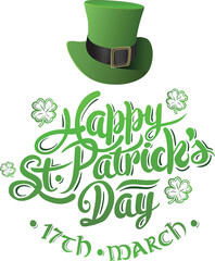 Wall Mural - digital png illustration of green hat with happy saint patrick's day text on transparent background