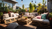 Summer Patio Or Outdoor Lounge Area With Adorable Couch