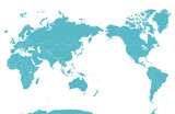 Fototapeta  - 国境線のある六大陸の世界地図、大平洋、地球