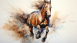 Running horse in aquarelle style