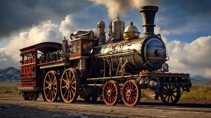 old locomotive. Generative AI