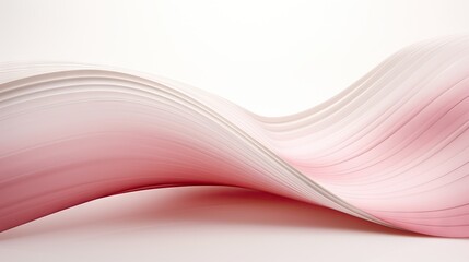 Sticker -  a pink and white abstract wave on a white background with a soft light.  generative ai