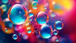 Transparent bubbles on colorful background. Use as background, wallpaper, backdrop, web page, presentation.