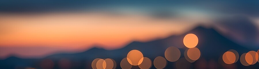 Wall Mural - Blurred bokeh sunset city lights.