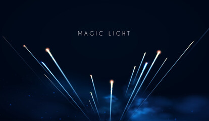 Wall Mural - abstract background with motion light. space, cosmos, firework and comet light effect. flyin asteroi