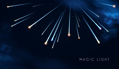 Wall Mural - abstract background with motion light. space, cosmos, firework and comet light effect. flyin asteroi