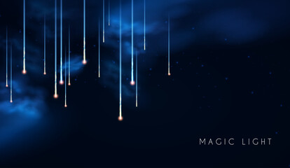 Wall Mural - abstract background with motion light. space, cosmos, firework and comet light effect. flyin asteroi