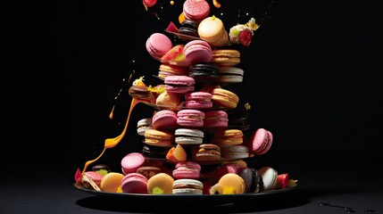 Sticker -  a tower of macaroons is made of doughnuts.  generative ai