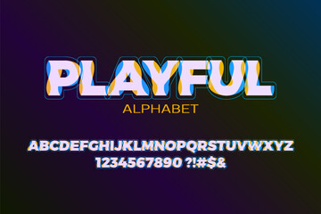 Fototapete - Alphabet and numbers in a playful style. Typography cartoon font style for greeting card, poster, cover text design.