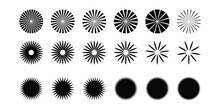 Set Abstract Circle Pattern Mandala Flower Floral. Spirograph Starbust Vintage Monochrome Modern Circular Pattern Geometric