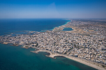 Wall Mural - Aerial view of the Tunisian coast and the city of Mahdia.