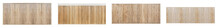 Set Of Stylish Wooden Garden Wall Panels, Barriers, Or Borders, Isolated On A Transparent Background. PNG, Cutout, Or Clipping Path.