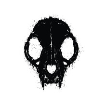 Grunge Cat Skull With Splash Effects Vector Illustration. Design Element For Shirt Design, Logo, Sign, Poster, Banner, Card
