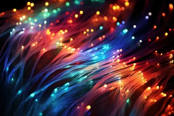 Poster - Transparent Connection fiber optic. Space digital speed. Generate Ai