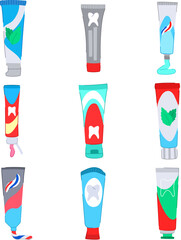 Sticker - toothpaste set cartoon. health dental, toothbrush tooth, care paste toothpaste sign. isolated symbol vector illustration