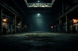 © juliars - Desolate Dark empty warehouse. Hall inside floor. Generate Ai