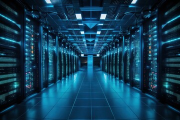 Poster - Data center server. Network storage. Generate Ai