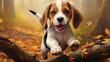 beagle dog in the park, generate Ai