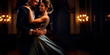 couple engaged in an elegant ballroom dance, capturing their grace and connection. Generative AI