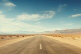 Fototapeta Góry - Stark Empty car road desert. Way scenic. Generate Ai