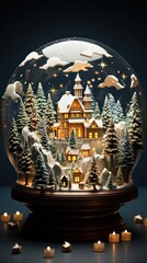 Wall Mural - A studio photo of a Christmas snow globe. Christmas snow globe. Generative AI