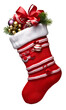 Christmas stocking with gifts isolated PNG , white background