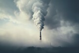 Fototapeta  - Industrial exhaust emitting a dense cloud of smoke, dispersing into the atmosphere