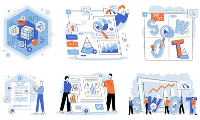 Fototapete - KPI key performance indicator. Vector illustration. Data driven measurement essential business improvement The success of business plgauged by key performance indicators Statistics and info