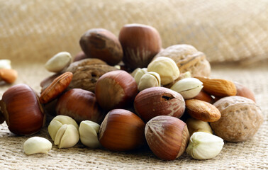 Poster - assorted different nuts for a healthy diet