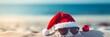 Sandy Snowman Soaks Up Sun and Cheer in Festive Santa Hat and Sunglasses on Beachy Christmas Vacation