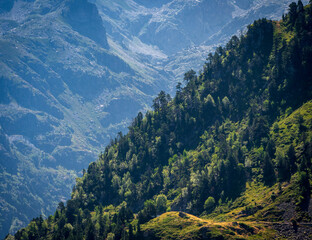 Panoramic view from the Col de la Sagette, French Pyrenees.