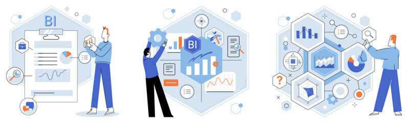 Fototapete - Analysis tool. Business intelligence. Vector illustration A tool for datanalysis simplifies process extracting insights from datasets Each datum collected during research contributes to overall