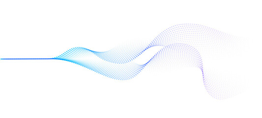 Leinwandbilder - Abstract dot particles wavy flowing 3D curve pattern colorful gradient blue and purple isolated on transparent background in concept of technology, science, music, modern.