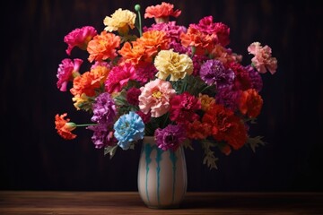 Poster - A vase filled with lots of colorful flowers. Perfect for adding a pop of color to any space.