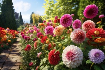 Poster - A beautiful garden filled with a variety of vibrant and colorful flowers. Perfect for adding a touch of nature and beauty to any project or design