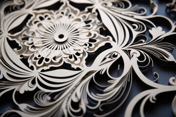 Poster - A detailed close-up view of a paper cut design. This image can be used for various creative projects and crafts