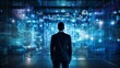 © Dubo - A man in front of a big data, Data Analytics & AI concept, internet