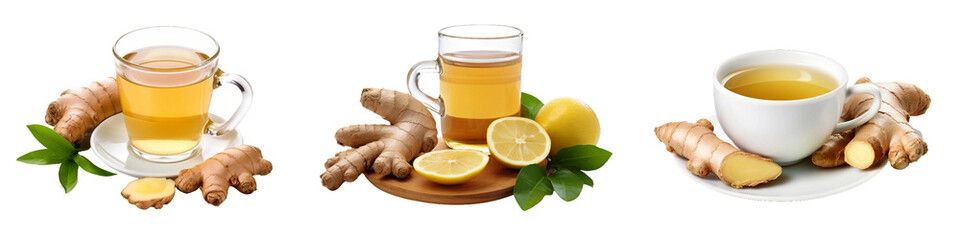 Ginger Tea, transparent background, isolated image, generative AI
